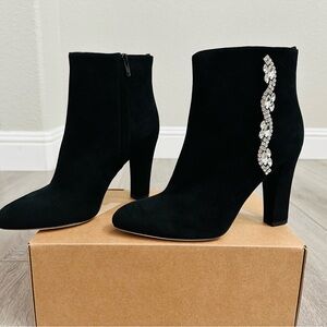 NEW Sarah Jessica Parker SJP Black Ankle Boots with Rhinestone Detail Size 39